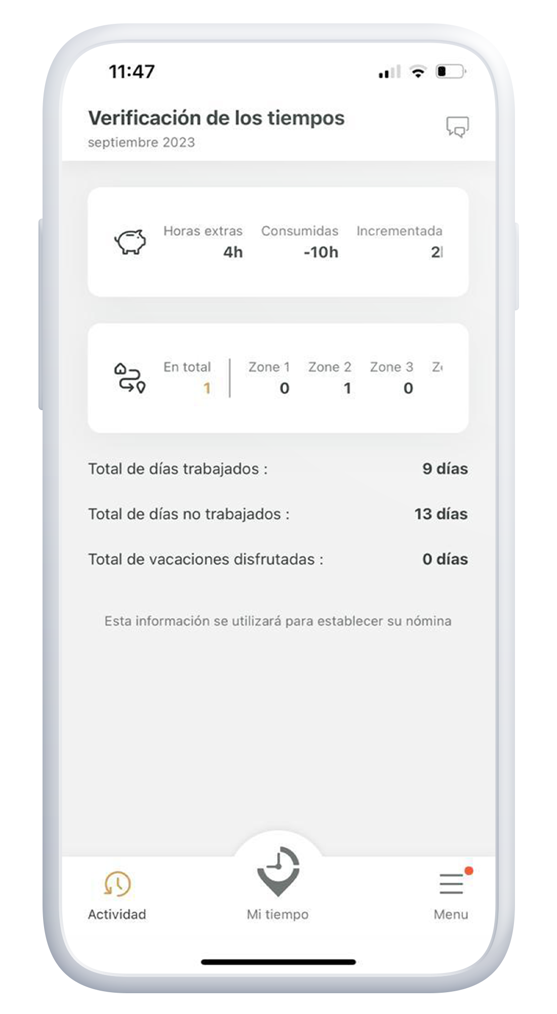 Verificación de los tiempos - DEYTime